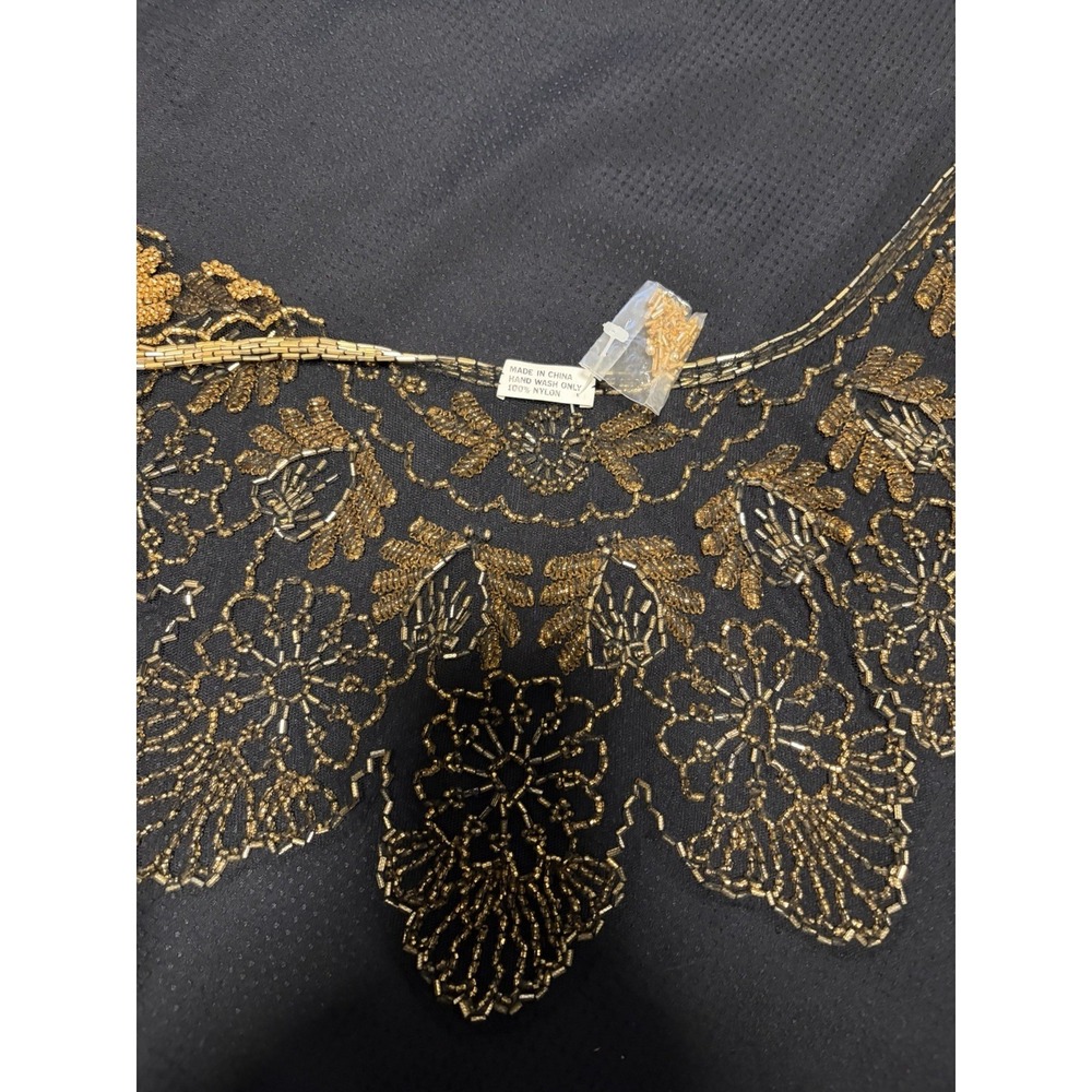 Vtg. Victorian Style Gold Glass Beaded Collar Scarf ~Scalloped Evening Glam NWT - Picture 6 of 13